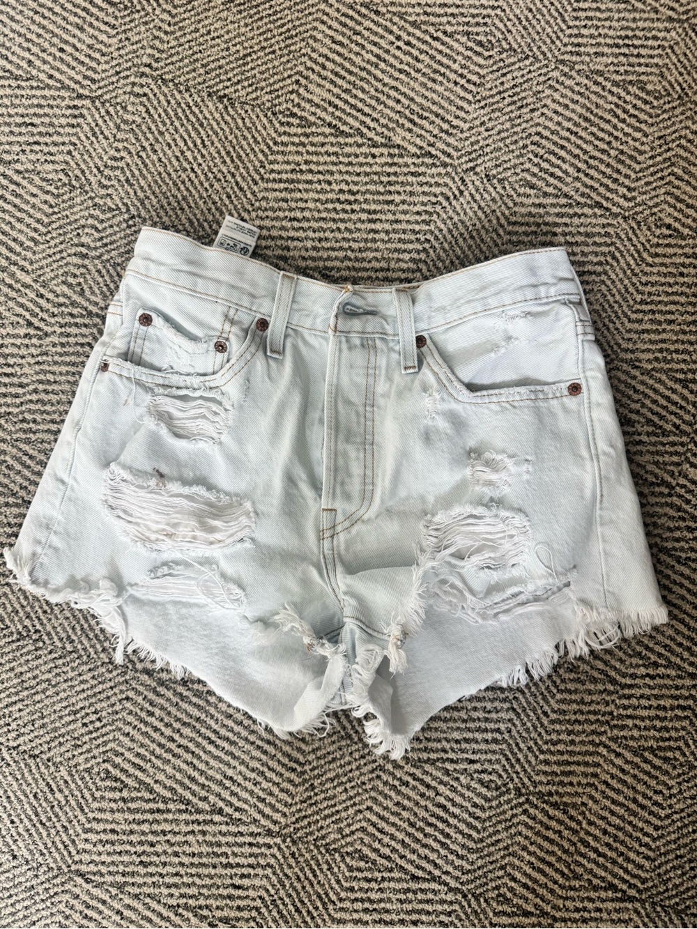Levi's Distressed Light Wash 501 Jean Shorts Size 27